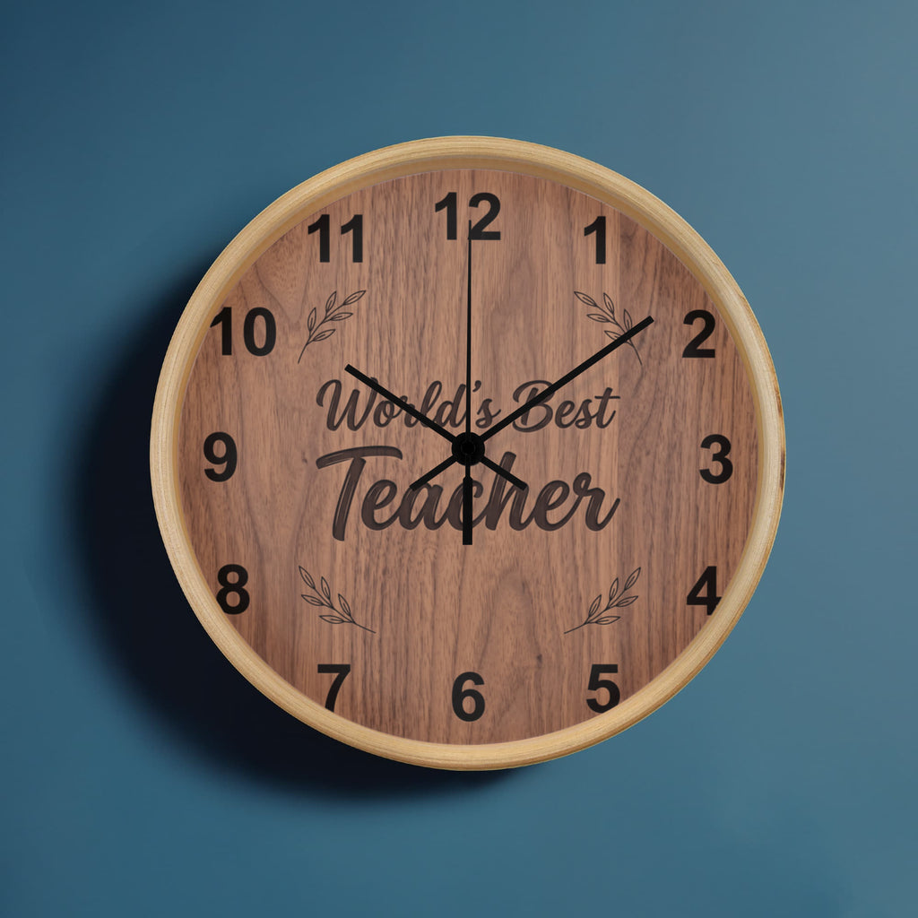Teacher Wooden Clock – "World’s Best Teacher" Wood Wall Clock