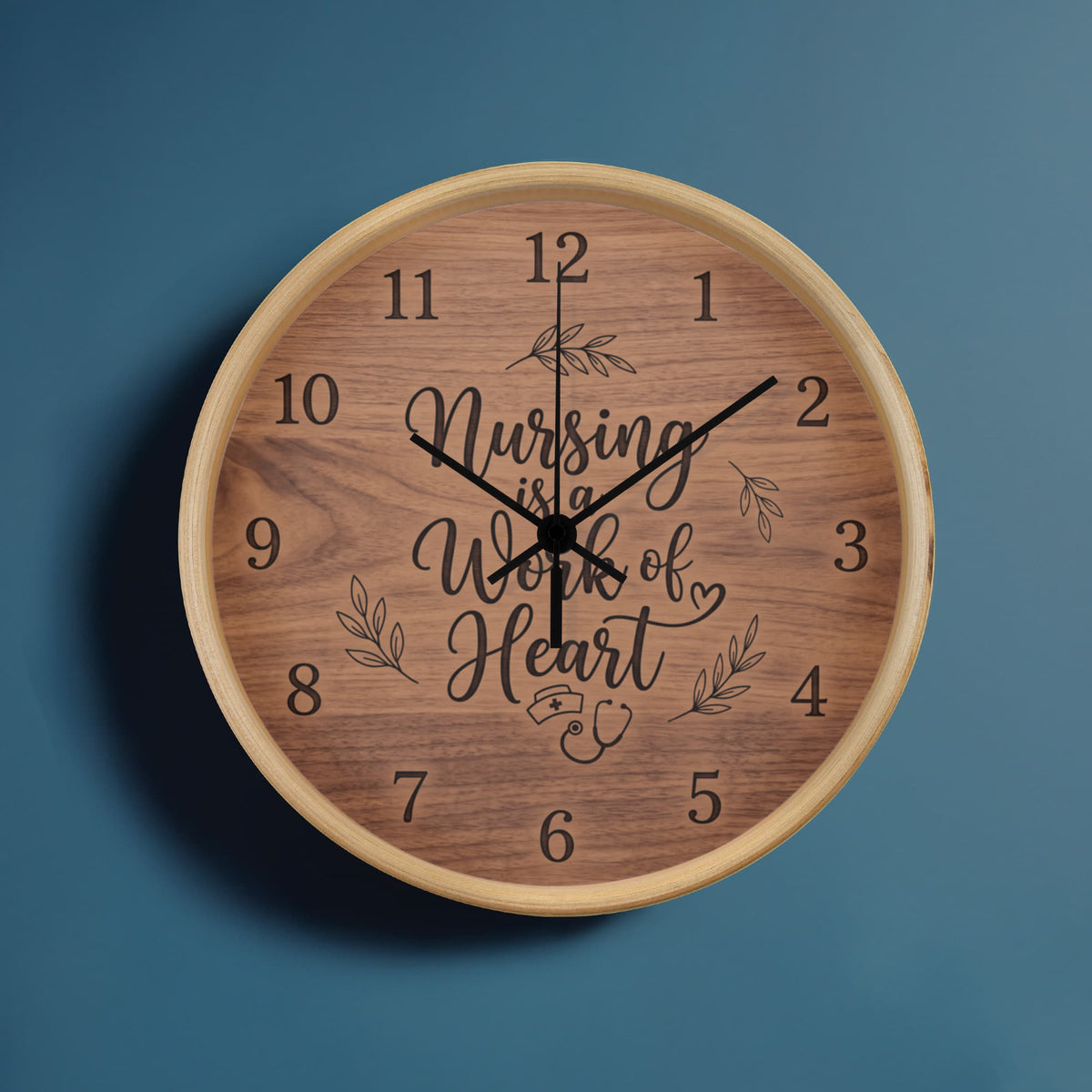 Nurse Wooden Clock – "Nursing is a Work of Heart" Wood Wall Clock