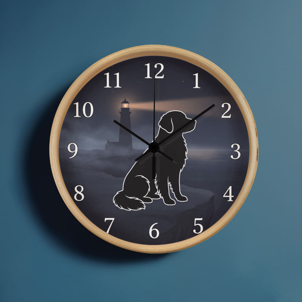 Golden Retriever Wooden Clock – "Cliffside Silhouette" Wall Clock