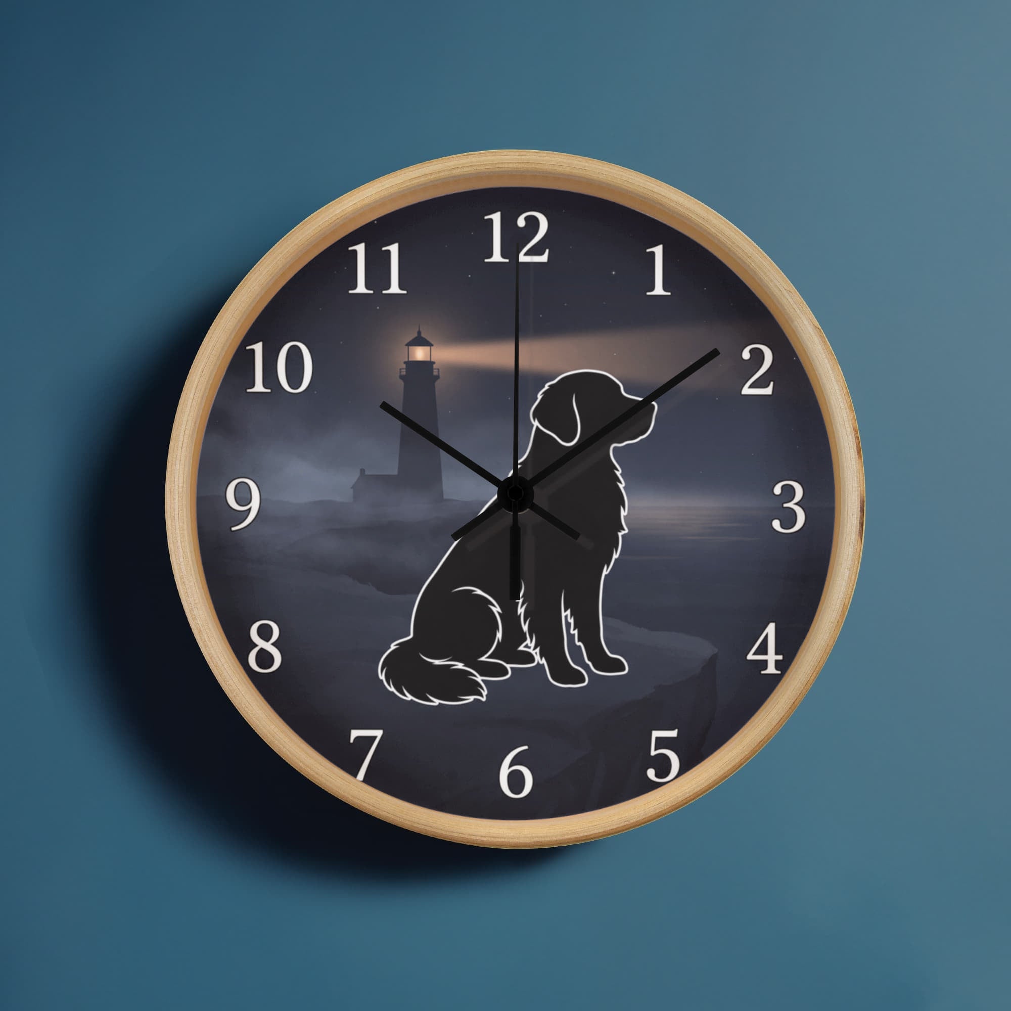 Golden Retriever Wooden Clock – "Cliffside Silhouette" Wall Clock