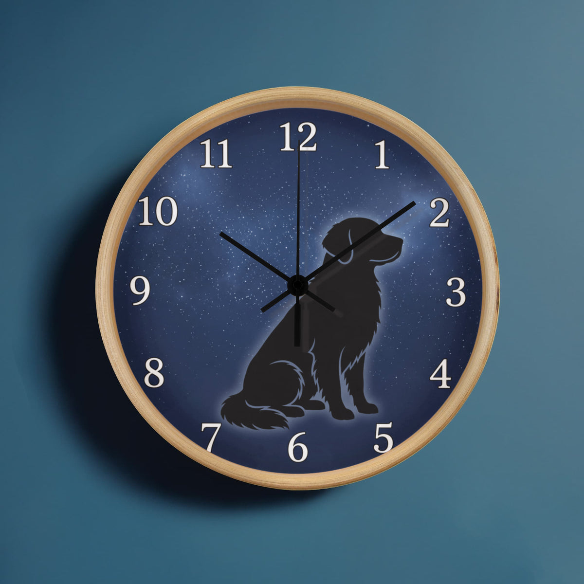 Golden Retriever Wooden Clock – "Starry Night Silhouette" Wall Clock