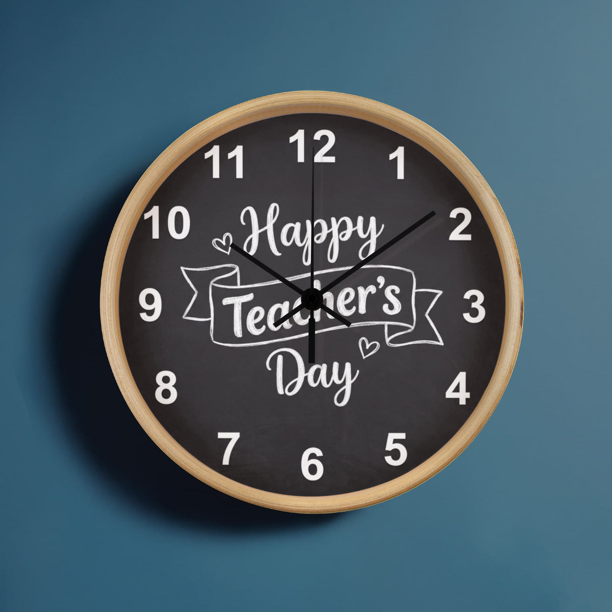 Teacher Wooden Clock – "Happy Teacher’s Day" Chalkboard Wall Clock