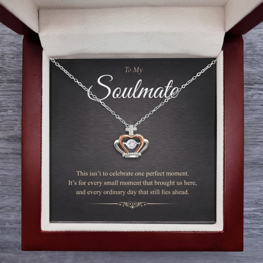 Crown Pendant Necklace – CZ, Silver & Rose Gold