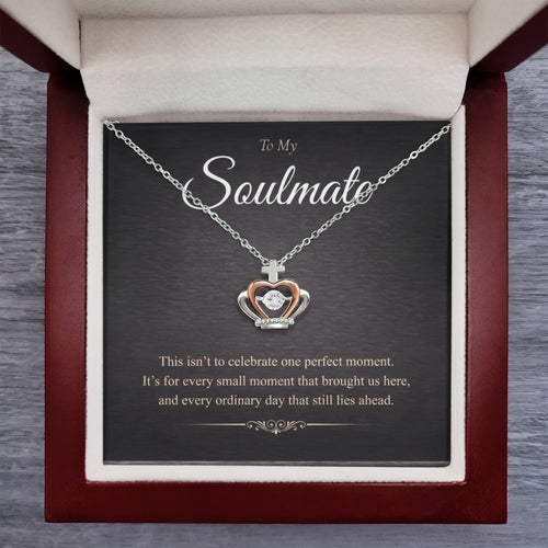 Crown Pendant Necklace – CZ, Silver & Rose Gold