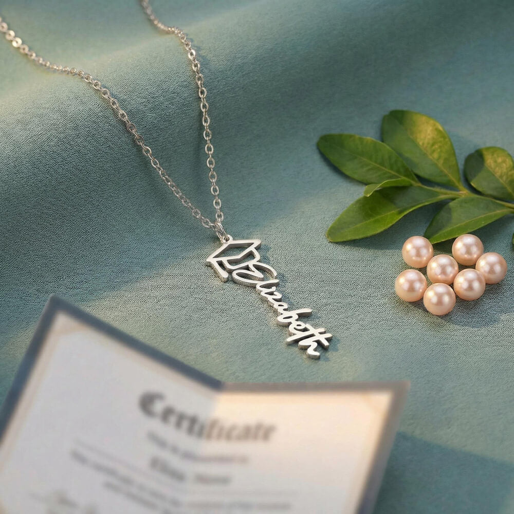 Graduation Name Necklace – Personalized Cursive Pendant, Gift for Her
