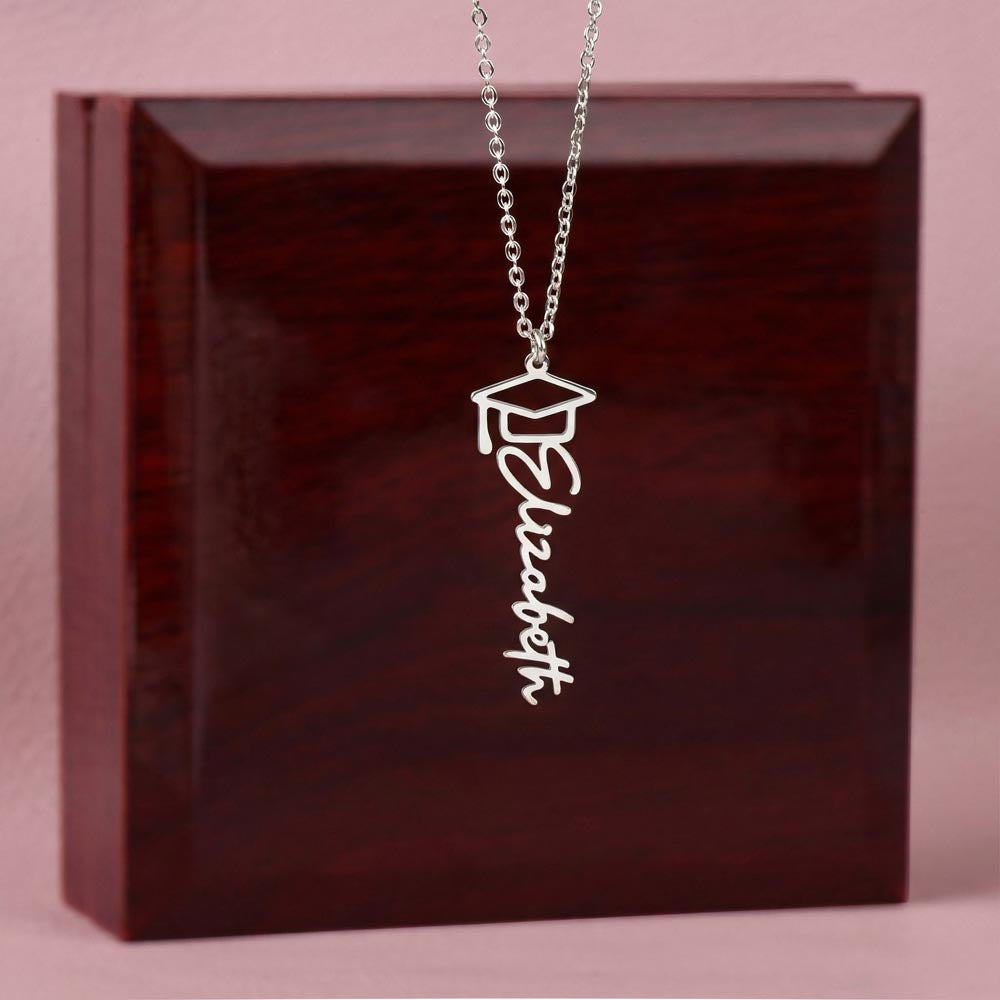 Graduation Name Necklace – Personalized Cursive Pendant, Gift for Her
