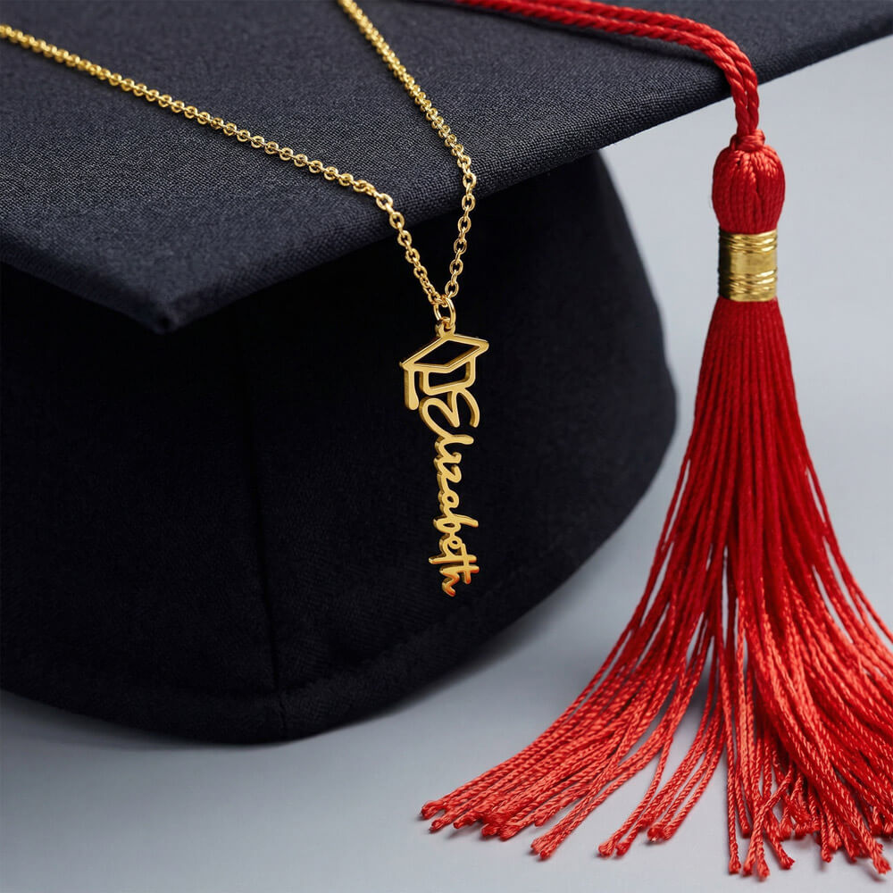 Graduation Name Necklace – Personalized Cursive Pendant, Gift for Her