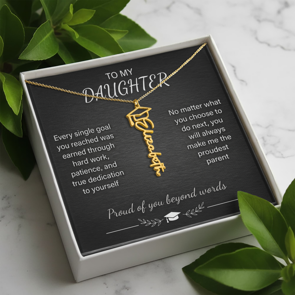 Graduation Name Necklace – Personalized Cursive Pendant, Gift for Her