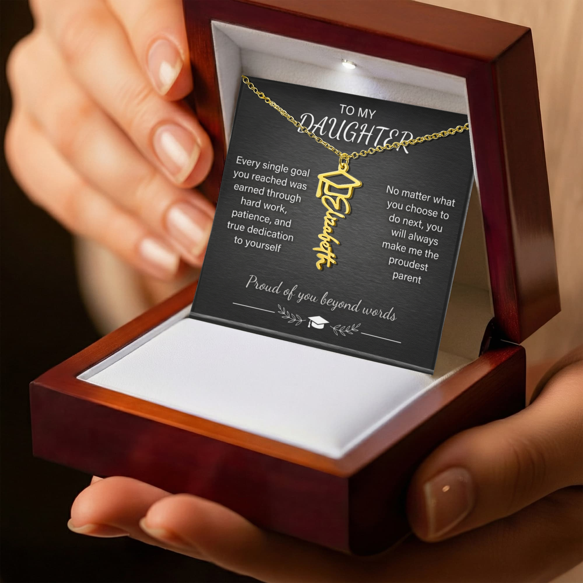 Graduation Name Necklace – Personalized Cursive Pendant, Gift for Her