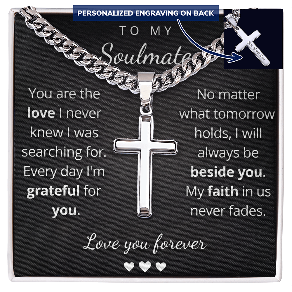 Personalized Cross Necklace for Soulmate – Cuban Link Chain