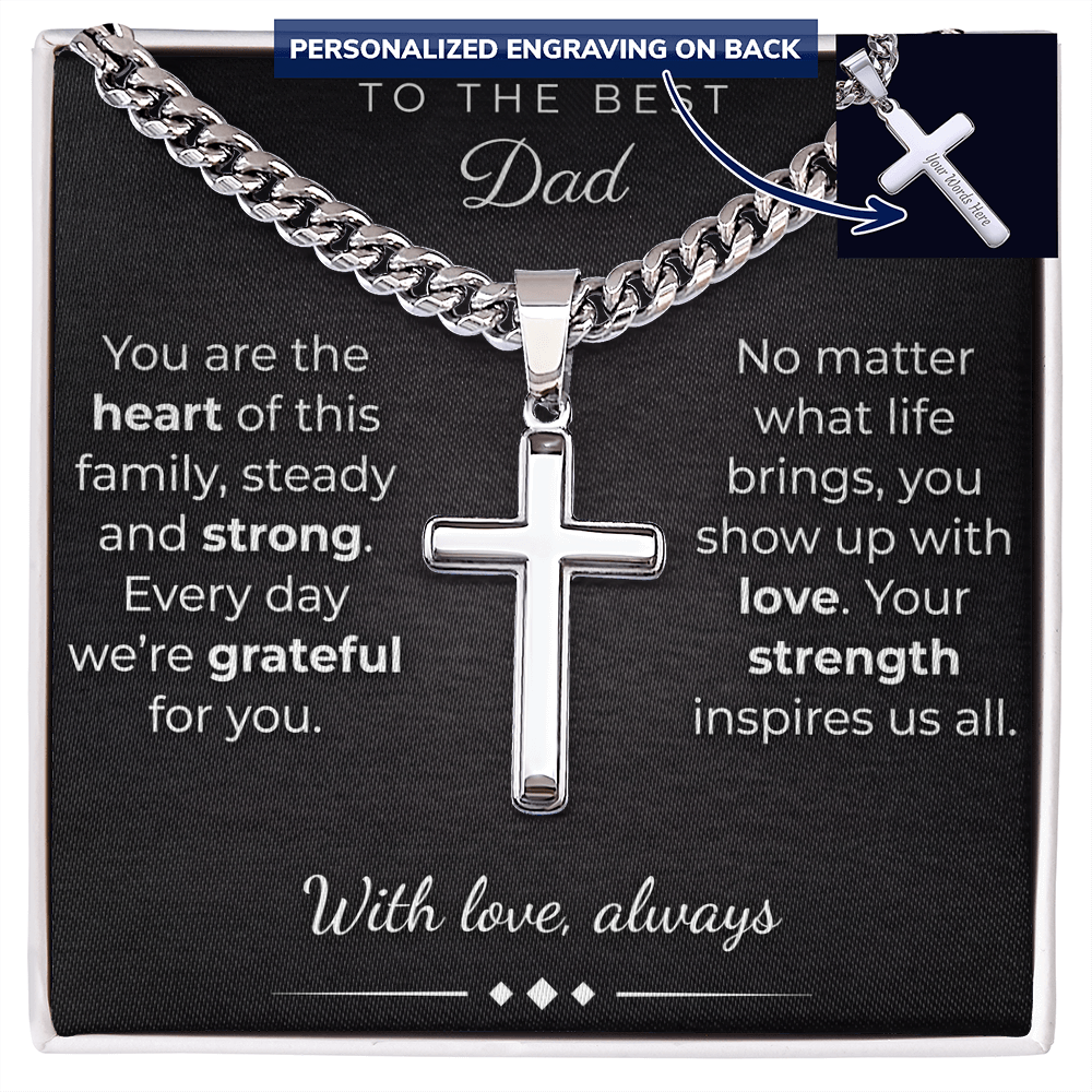 Personalized Cross Necklace for Dad – Cuban Link Chain