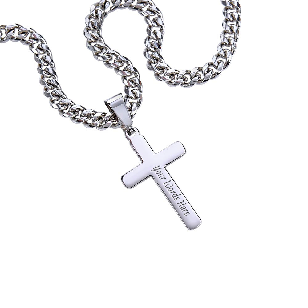 Personalized Cross Necklace for Soulmate – Cuban Link Chain