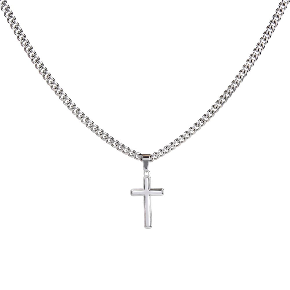 Personalized Cross Necklace for Dad – Cuban Link Chain