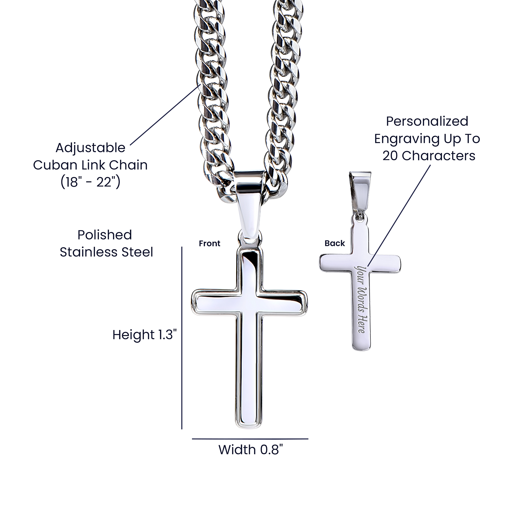 Personalized Cross Necklace for Soulmate – Cuban Link Chain