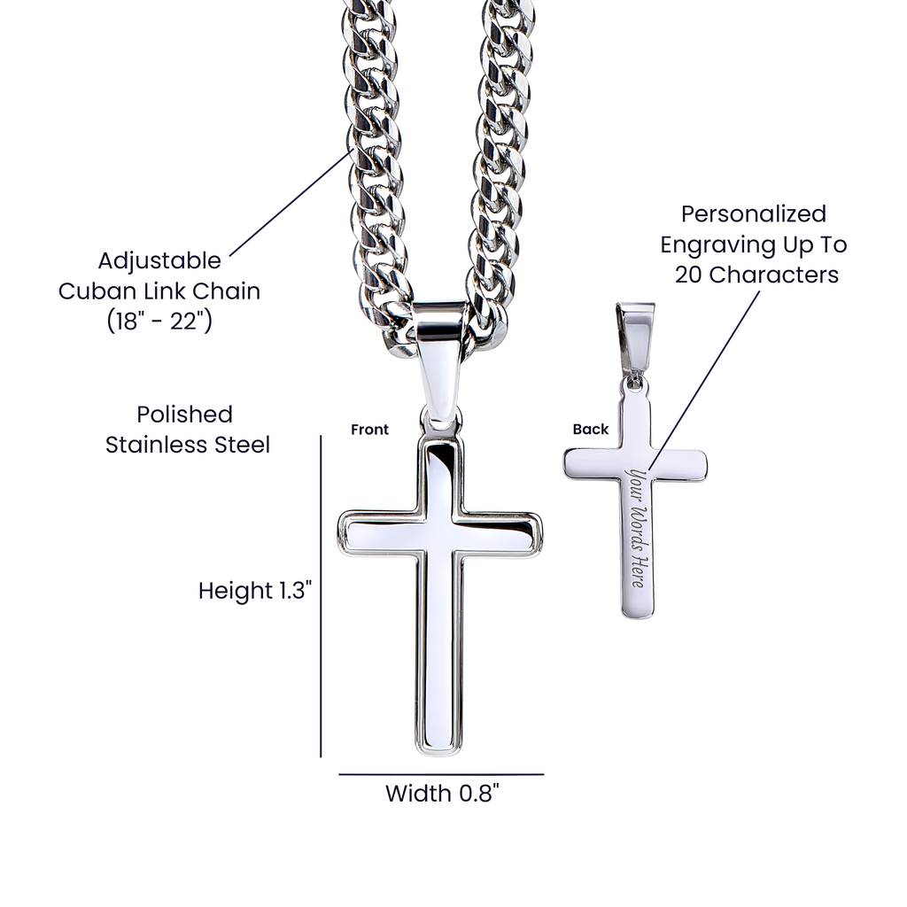 Personalized Cross Necklace for Dad – Cuban Link Chain