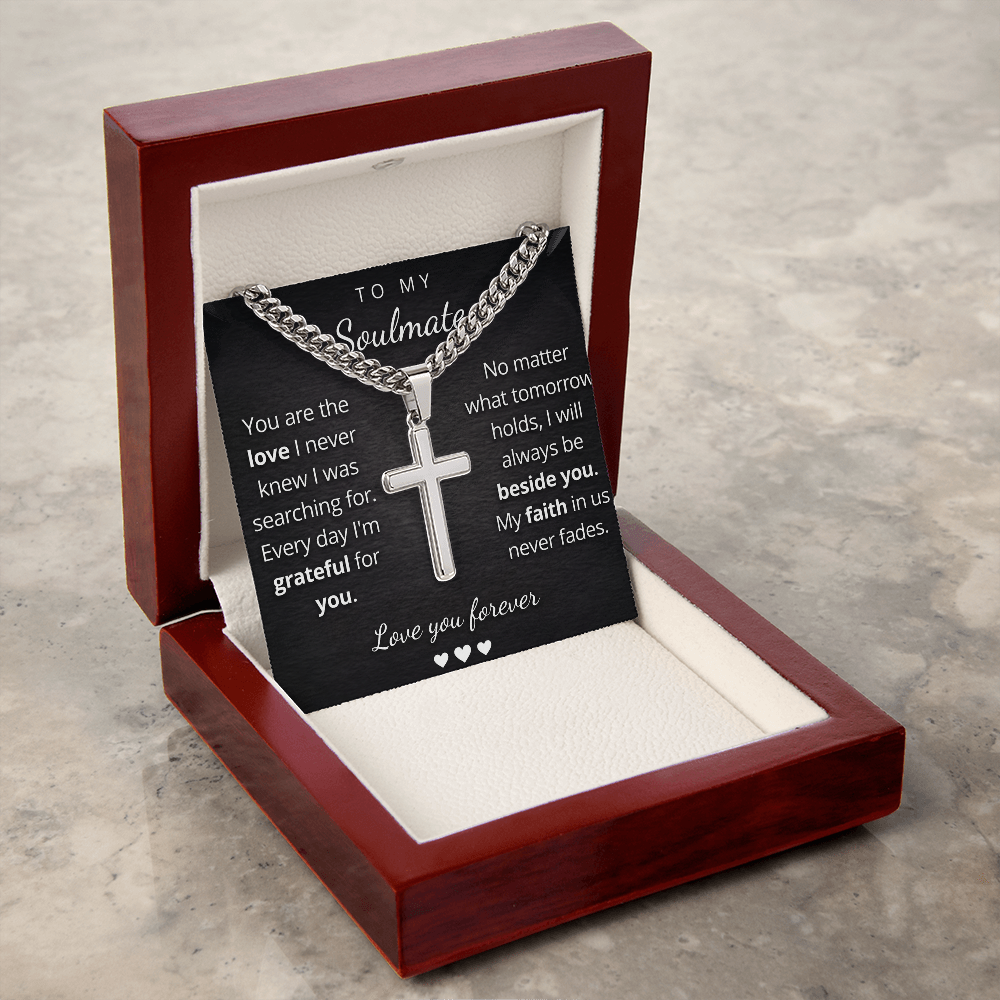 Personalized Cross Necklace for Soulmate – Cuban Link Chain