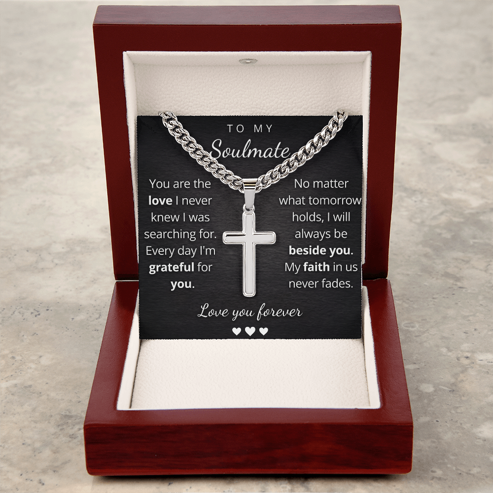Personalized Cross Necklace for Soulmate – Cuban Link Chain