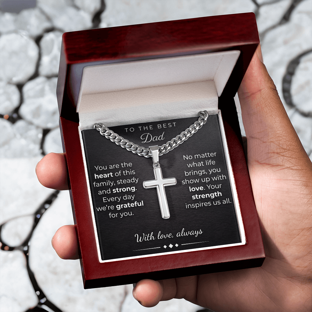 Personalized Cross Necklace for Dad – Cuban Link Chain