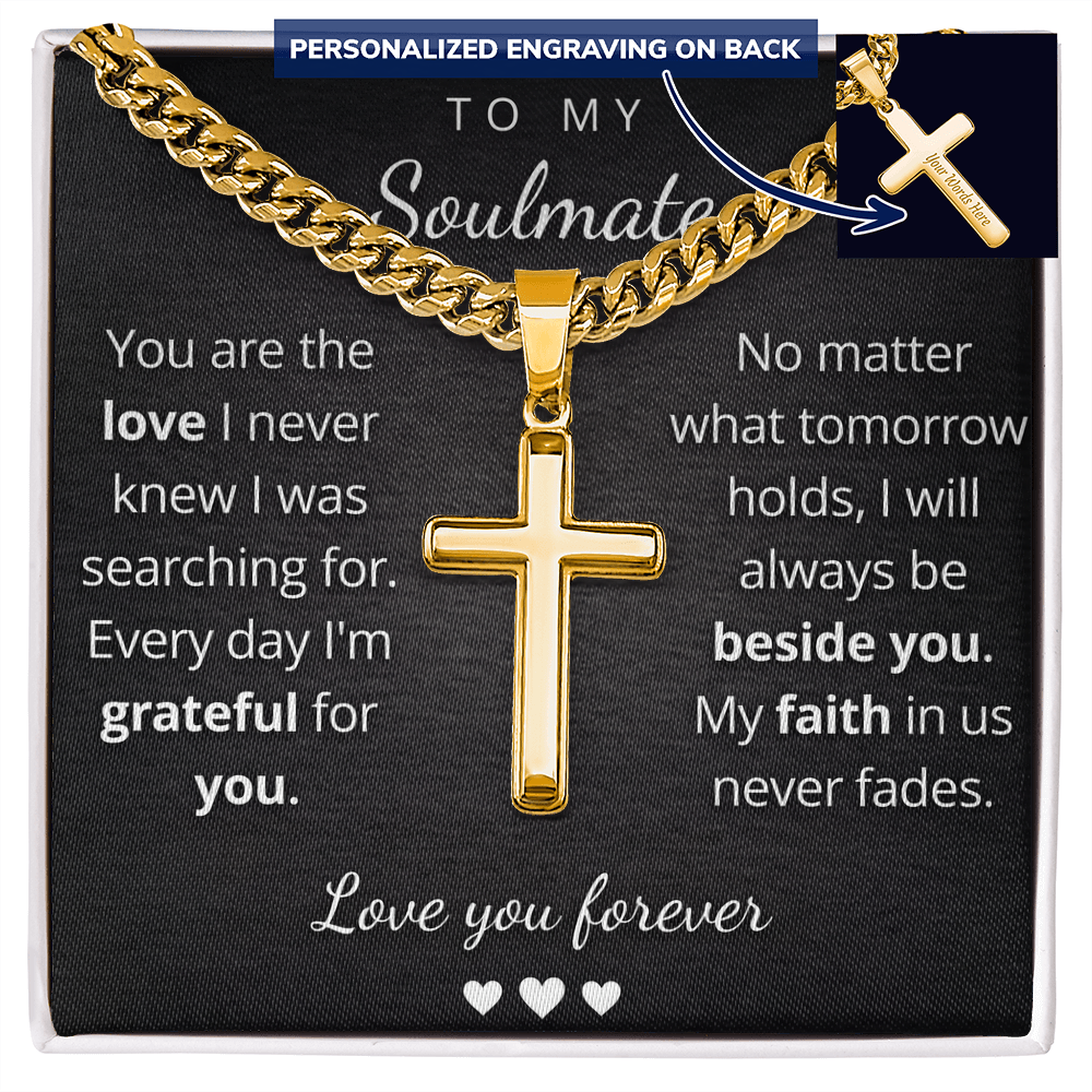 Personalized Cross Necklace for Soulmate – Cuban Link Chain