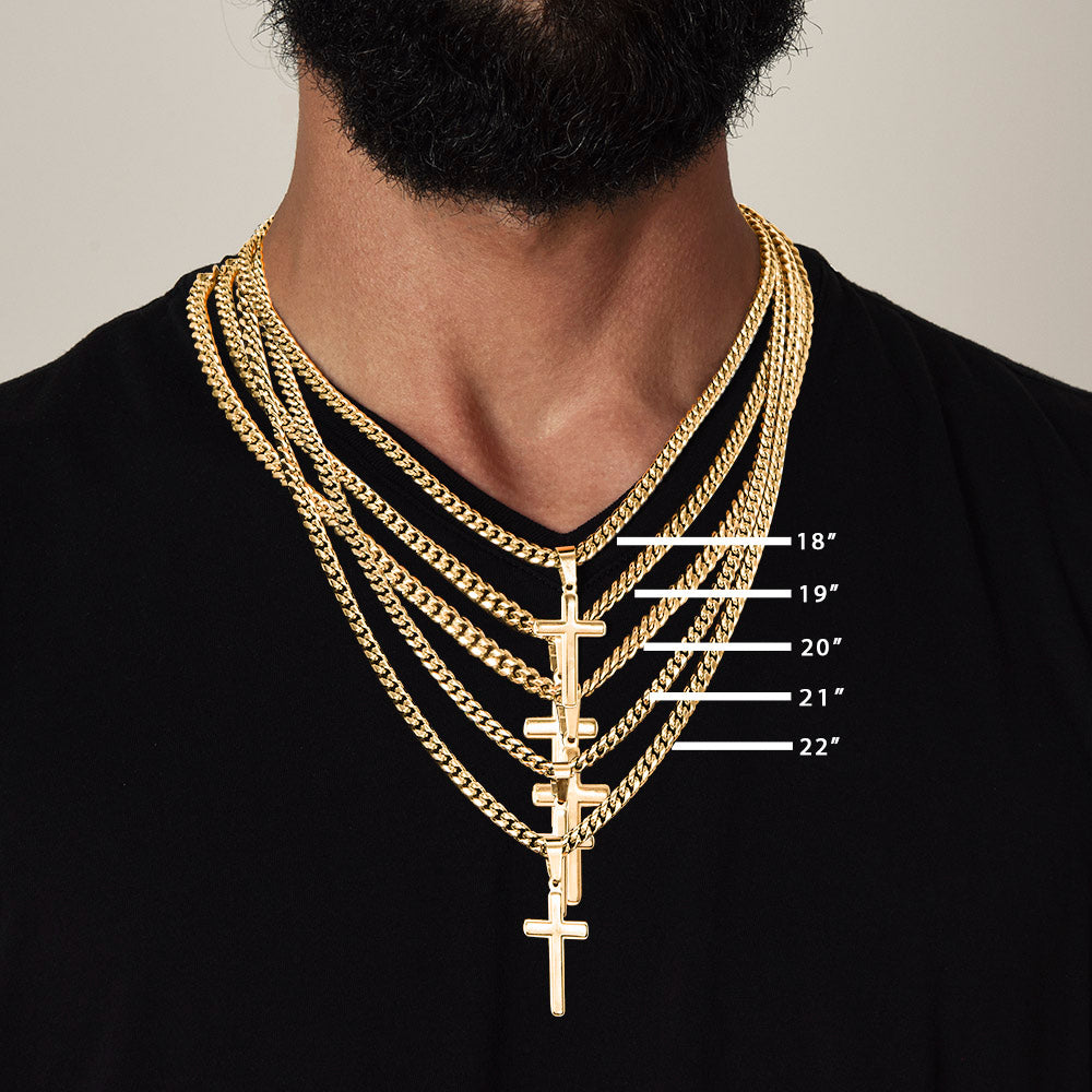 Personalized Cross Necklace for Dad – Cuban Link Chain