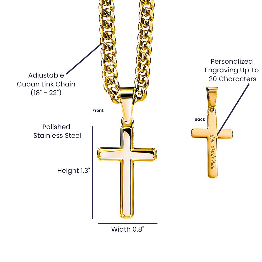 Personalized Cross Necklace to my Son with Cuban Link Chain