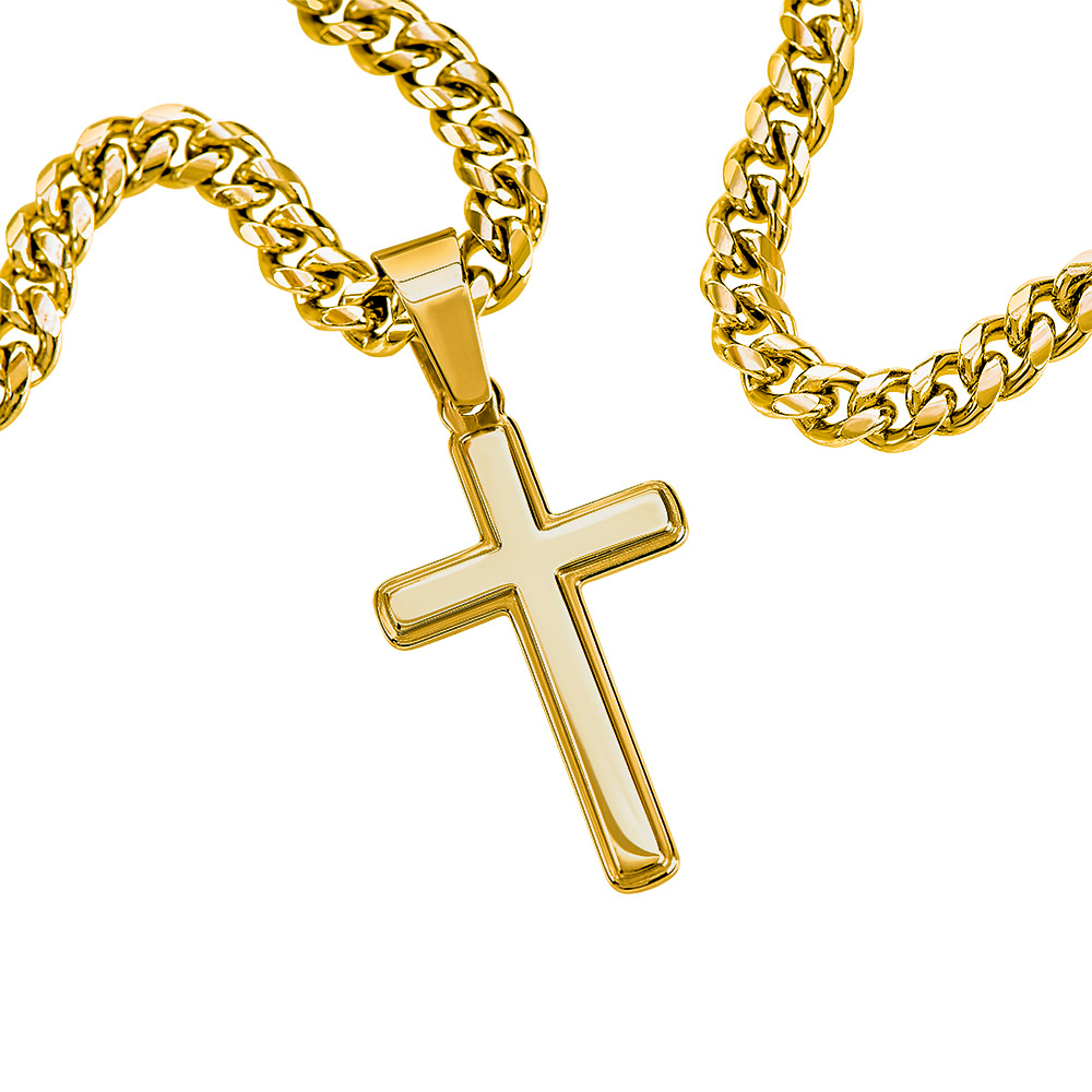 Personalized Cross Necklace for Dad – Cuban Link Chain