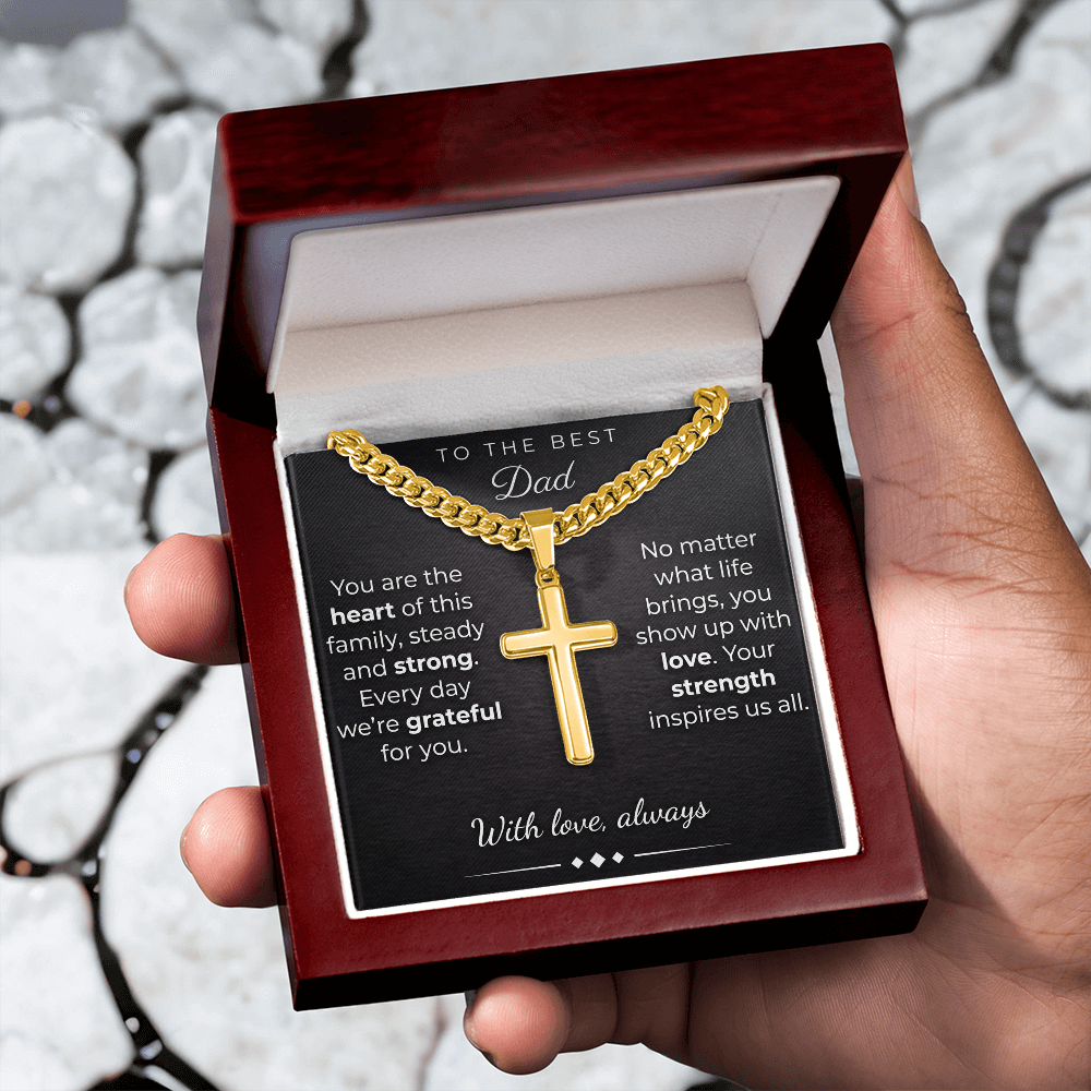 Personalized Cross Necklace for Dad – Cuban Link Chain