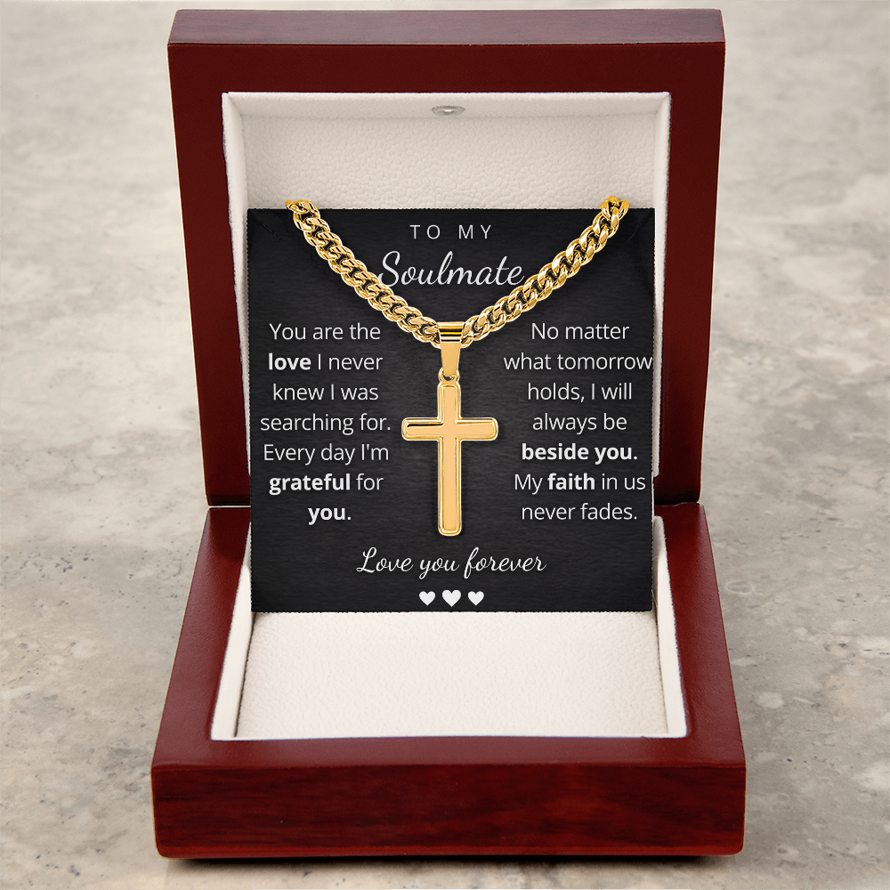 Personalized Cross Necklace for Soulmate – Cuban Link Chain