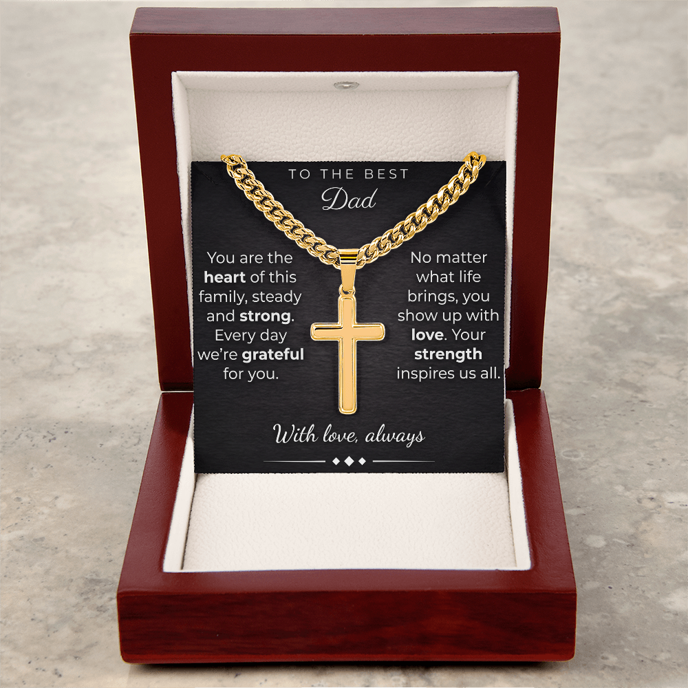 Personalized Cross Necklace for Dad – Cuban Link Chain