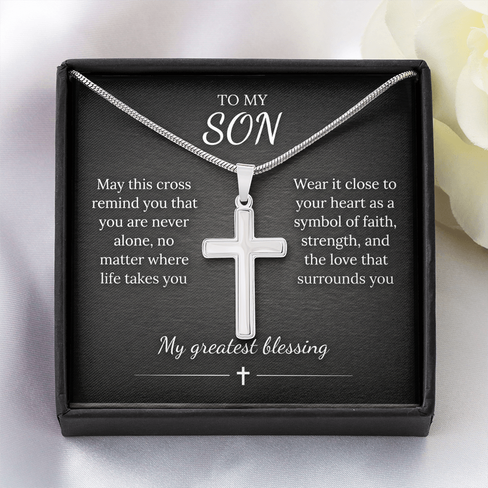 Personalized Cross Necklace – Custom Engraved Pendant, Gold or Steel