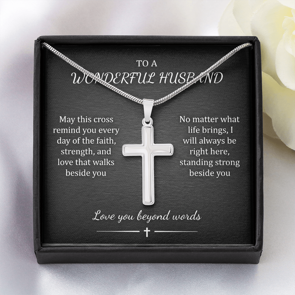Custom Engraved Cross Necklace – Faith Pendant, Gold or Stainless Steel