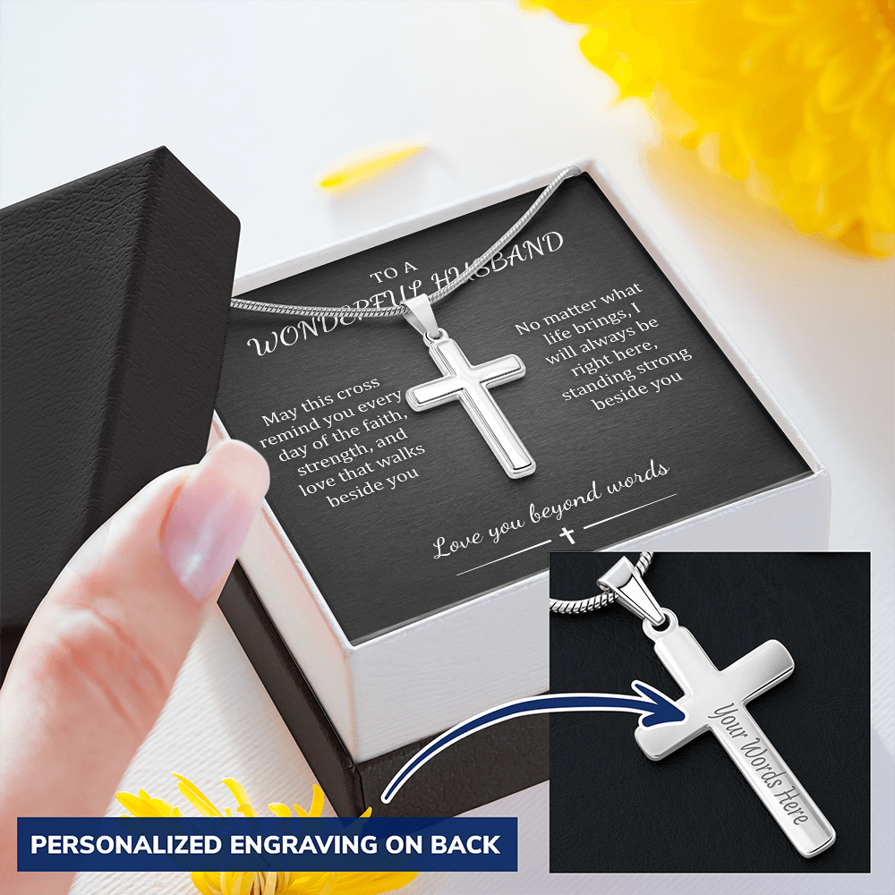 Custom Engraved Cross Necklace – Faith Pendant, Gold or Stainless Steel