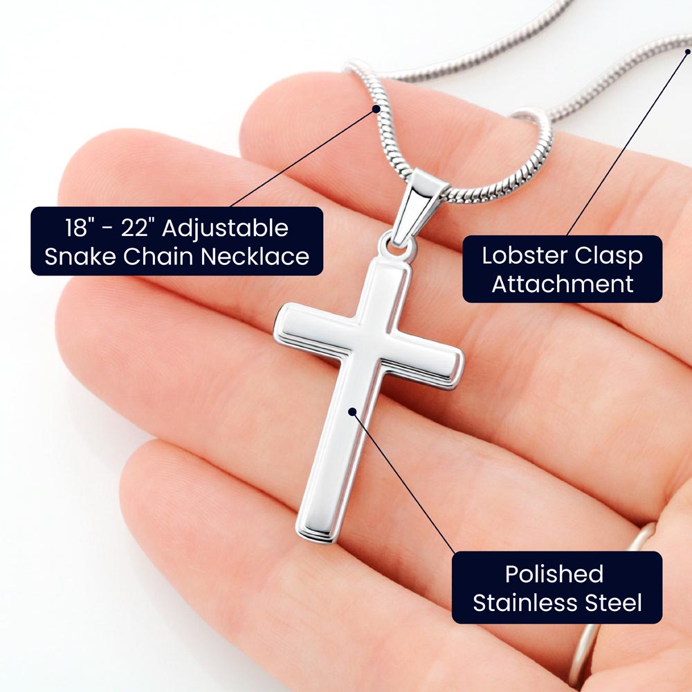 Custom Engraved Cross Necklace – Faith Pendant, Gold or Stainless Steel