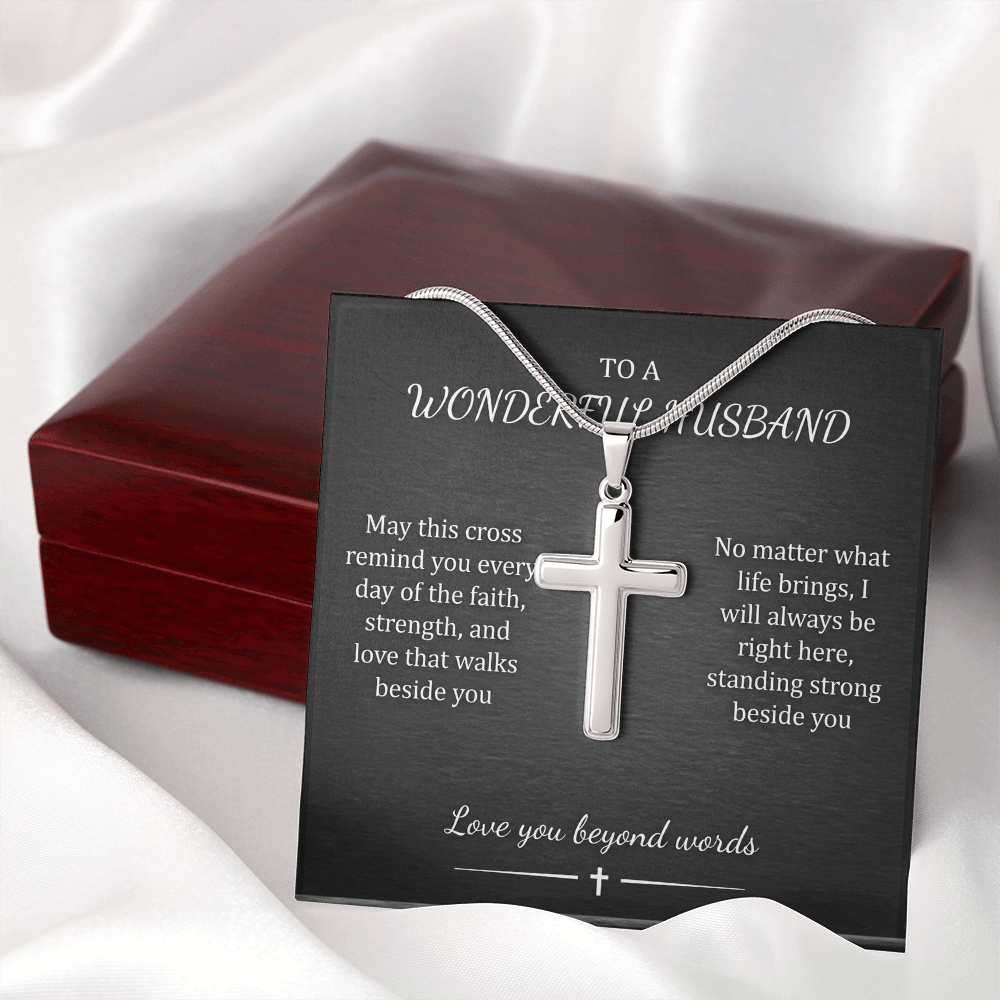 Custom Engraved Cross Necklace – Faith Pendant, Gold or Stainless Steel