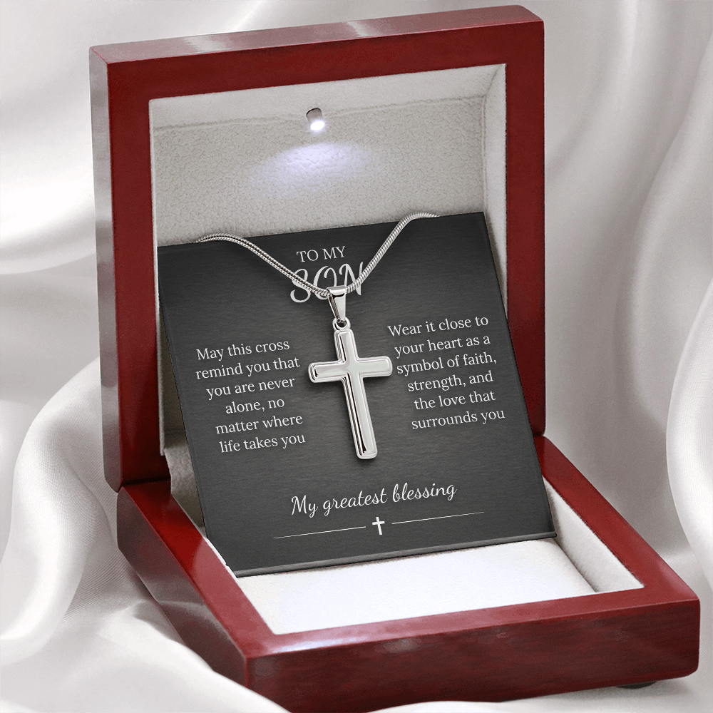 Personalized Cross Necklace – Custom Engraved Pendant, Gold or Steel