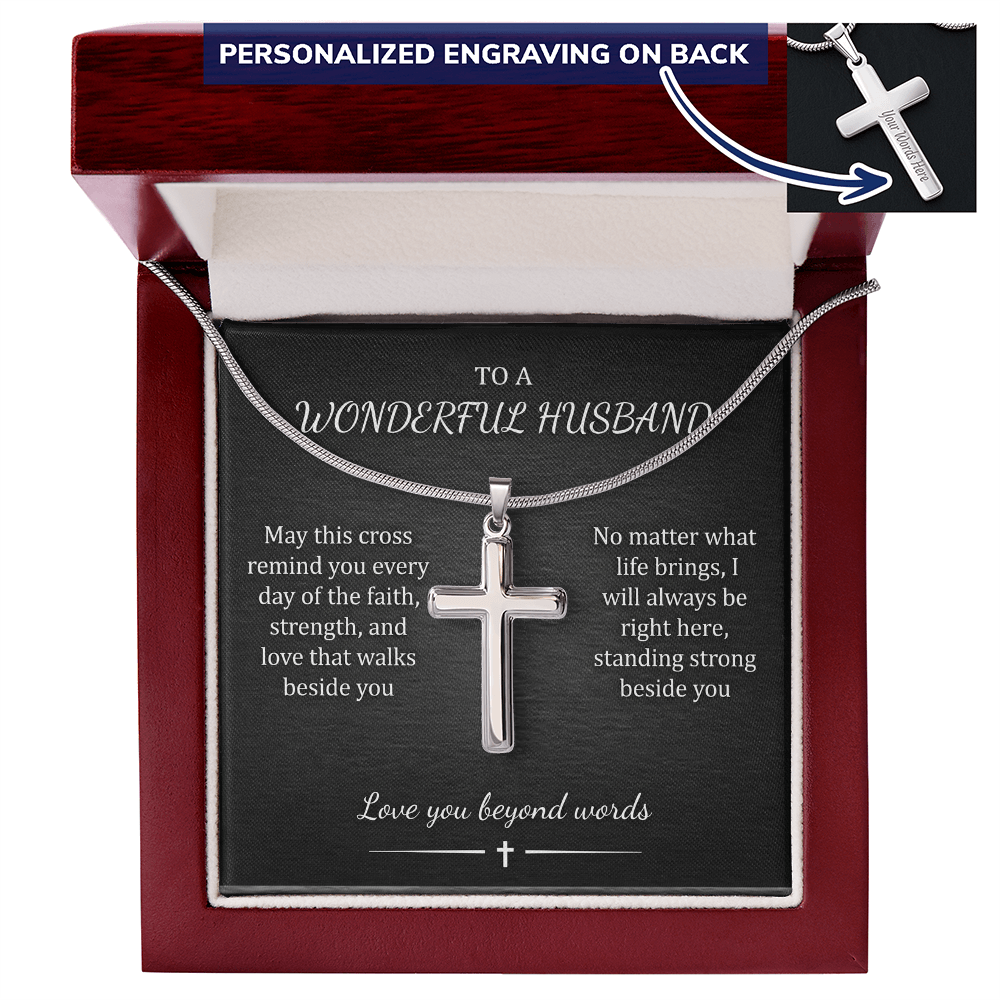 Custom Engraved Cross Necklace – Faith Pendant, Gold or Stainless Steel