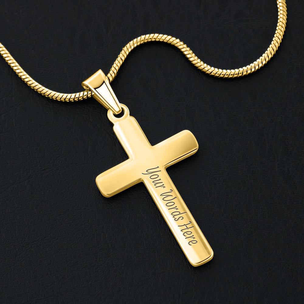 Custom Engraved Cross Necklace – Faith Pendant, Gold or Stainless Steel