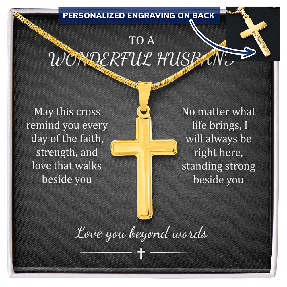 Custom Engraved Cross Necklace – Faith Pendant, Gold or Stainless Steel