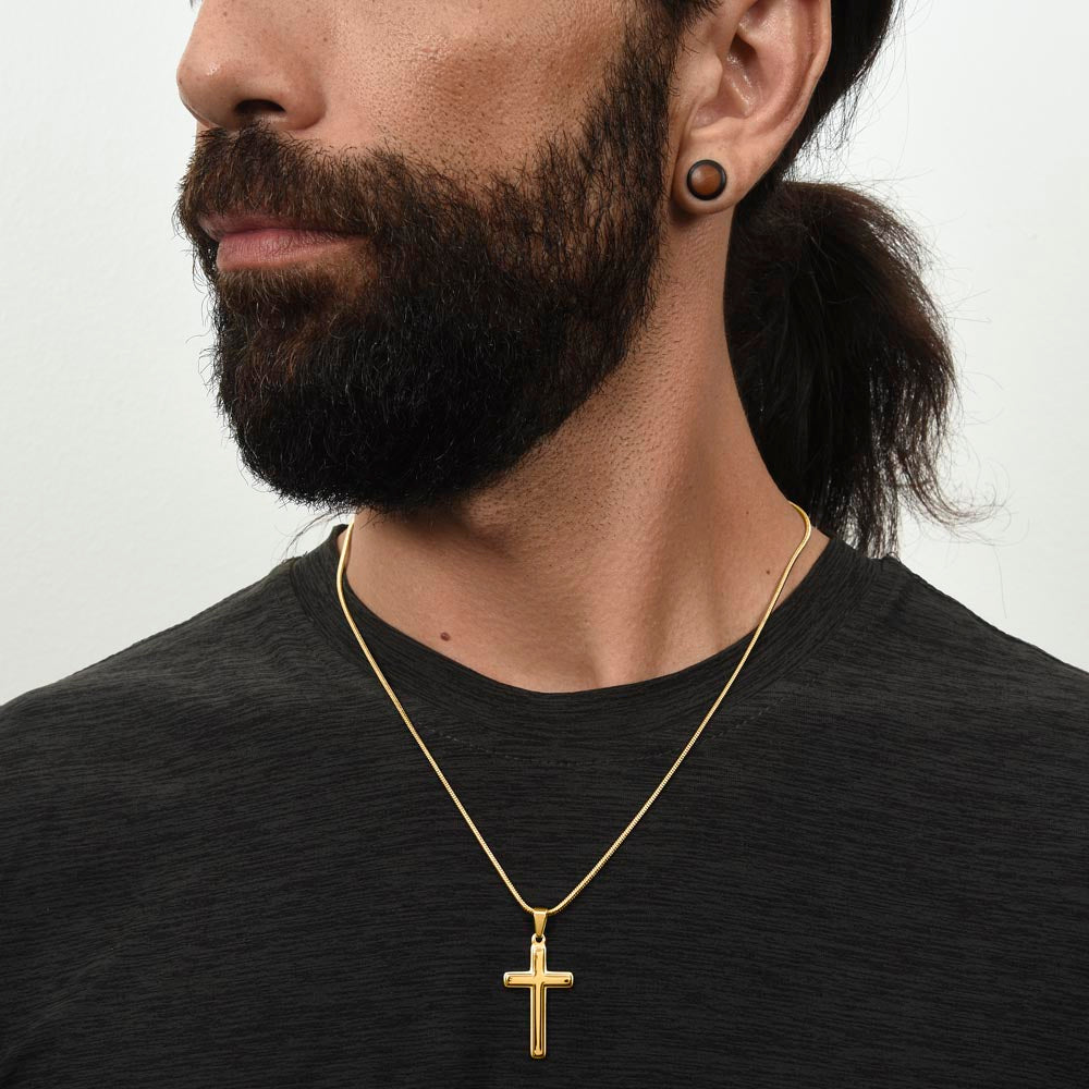 Custom Engraved Cross Necklace – Faith Pendant, Gold or Stainless Steel
