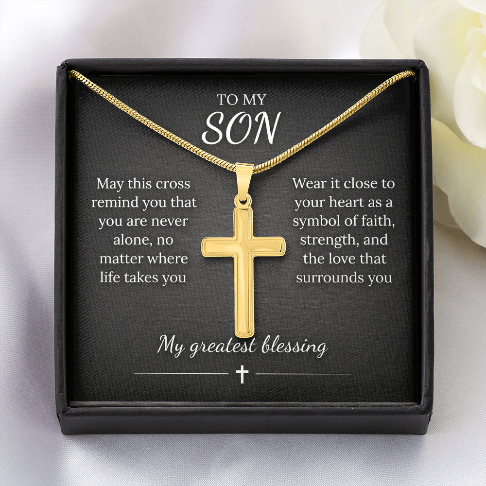 Personalized Cross Necklace – Custom Engraved Pendant, Gold or Steel