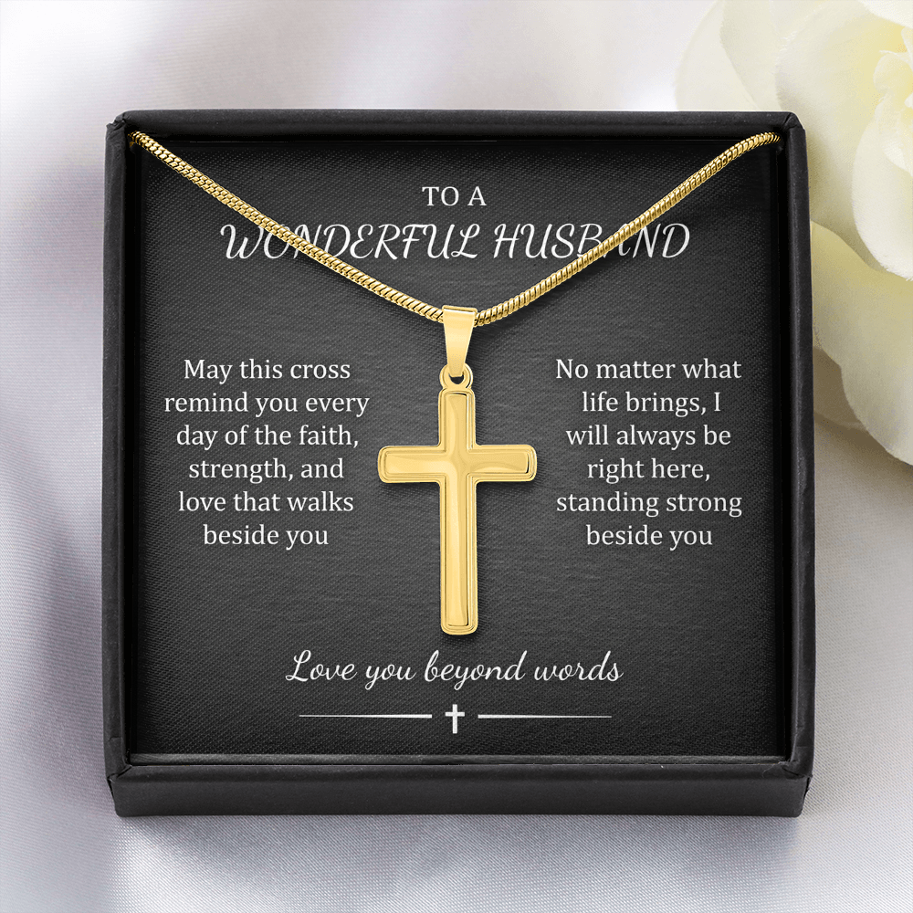Custom Engraved Cross Necklace – Faith Pendant, Gold or Stainless Steel