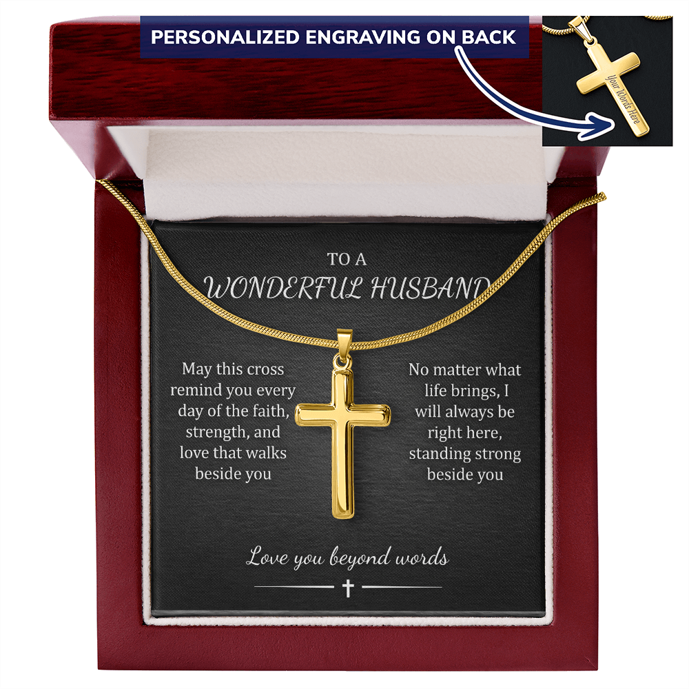 Custom Engraved Cross Necklace – Faith Pendant, Gold or Stainless Steel