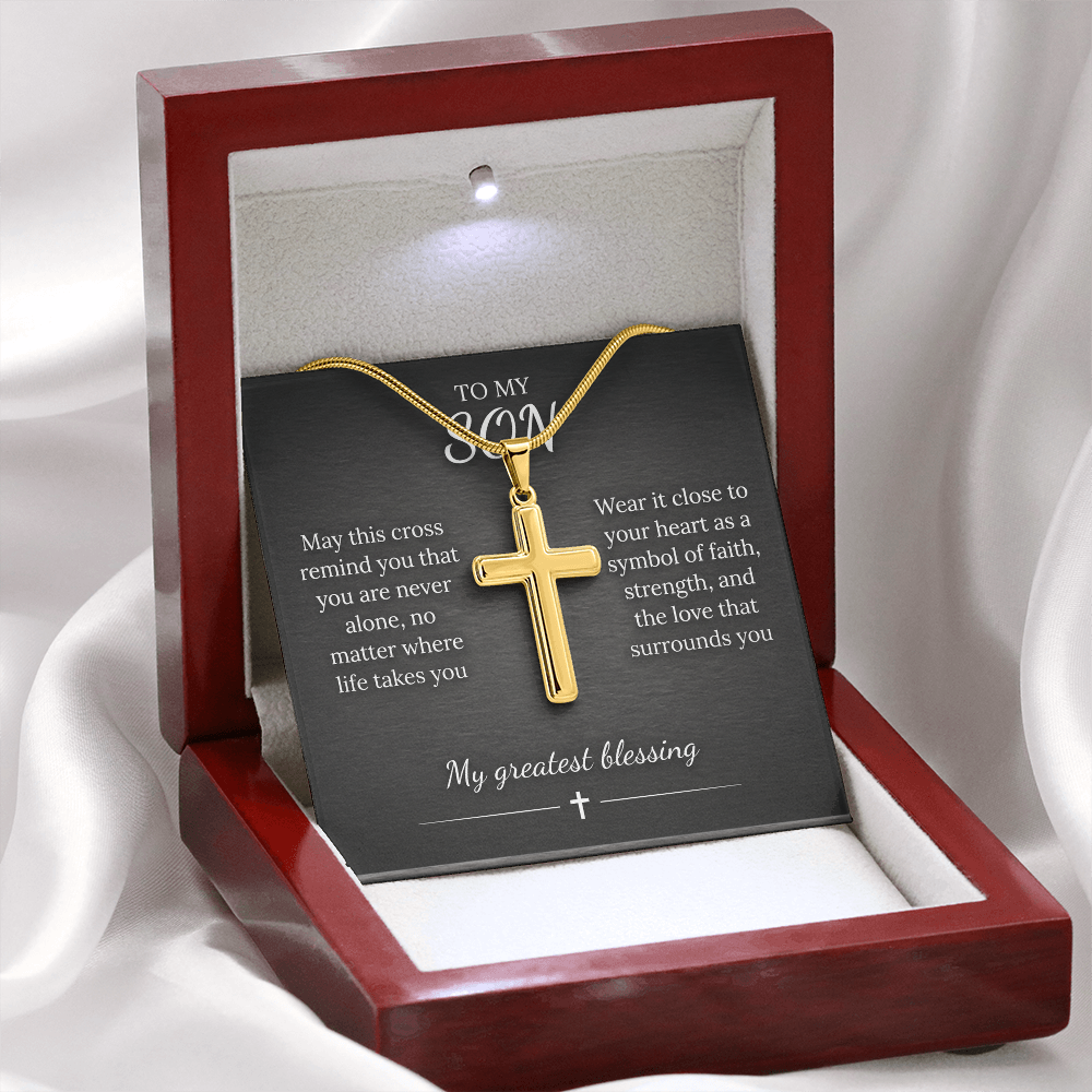 Personalized Cross Necklace – Custom Engraved Pendant, Gold or Steel