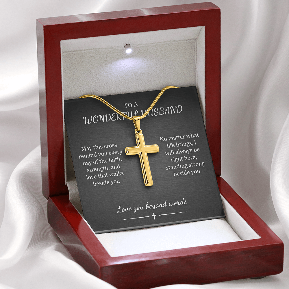 Custom Engraved Cross Necklace – Faith Pendant, Gold or Stainless Steel