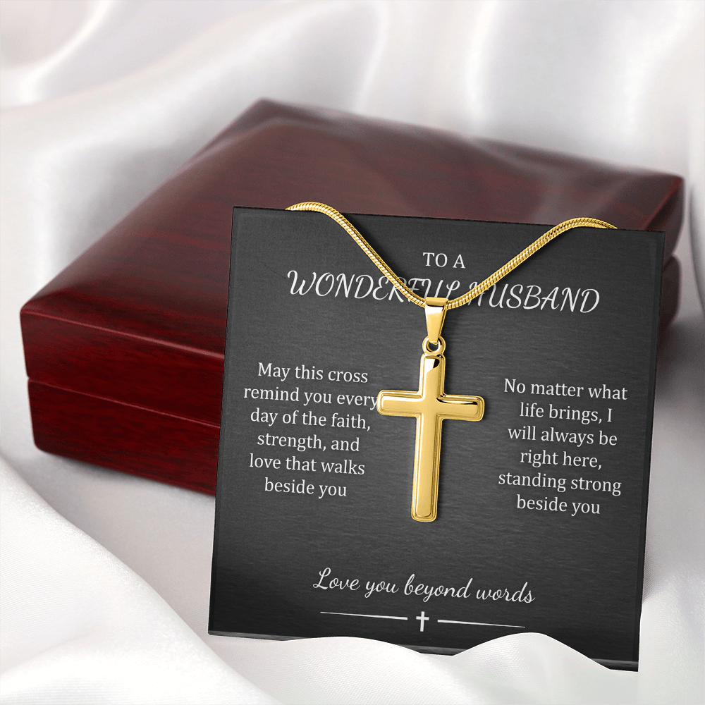 Custom Engraved Cross Necklace – Faith Pendant, Gold or Stainless Steel