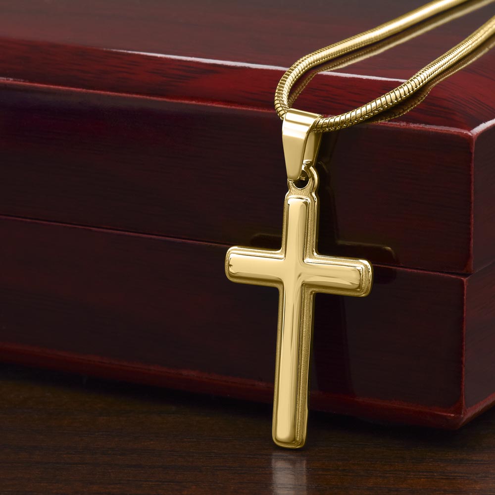 Personalized Cross Necklace – Custom Engraved Pendant, Gold or Steel