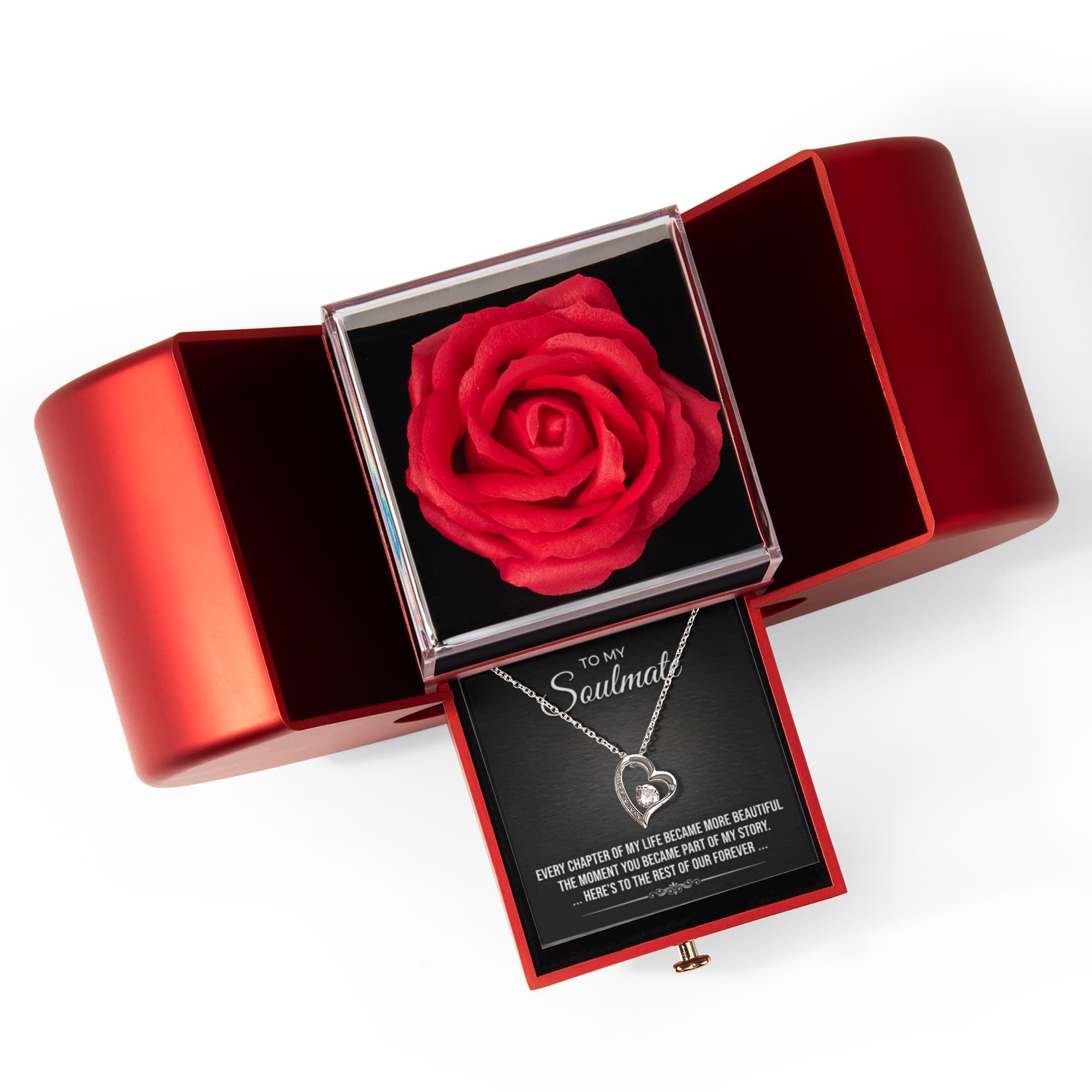 Forever Love Necklace & Heart Rose Box – Elegant CZ Necklace Gift Set