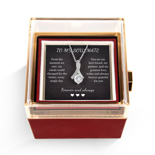 Alluring Beauty Necklace – Cubic Zirconia Pendant with Preserved Rose Gift Box