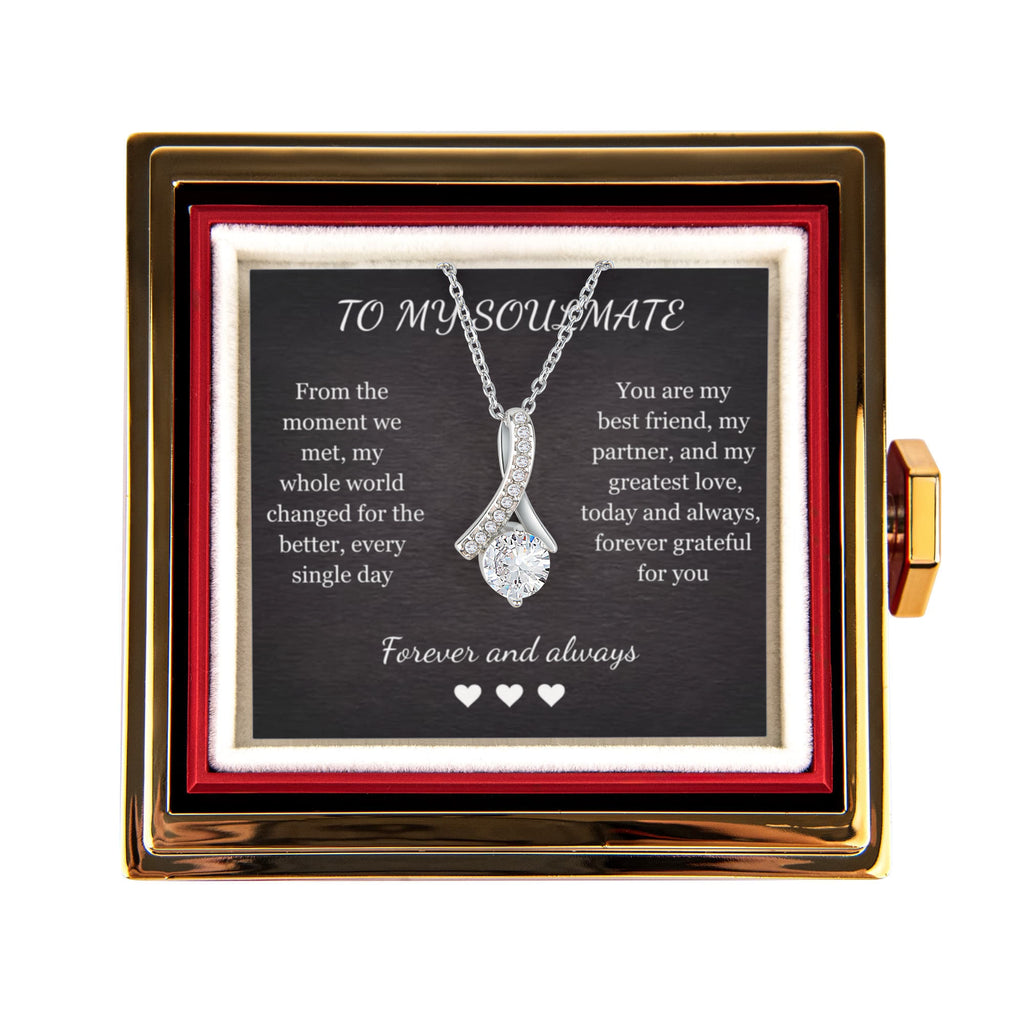 Alluring Beauty Necklace – Cubic Zirconia Pendant with Preserved Rose Gift Box