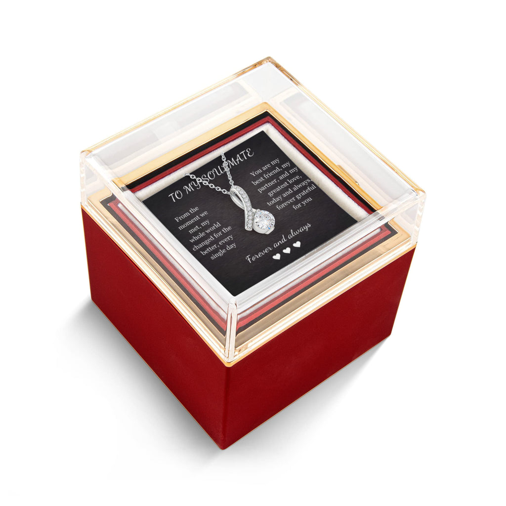 Alluring Beauty Necklace – Cubic Zirconia Pendant with Preserved Rose Gift Box
